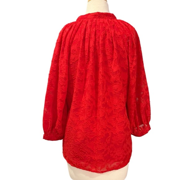 Jade Melody Tam Womens Red Lace Peasant Blouse Size Large - Picture 3 of 11